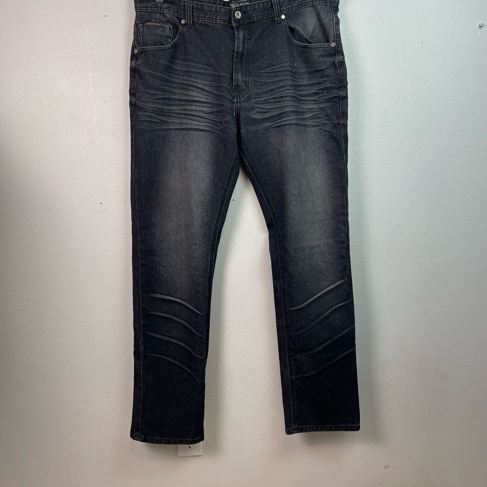 Parish Nation Black Straight-Leg Jeans with Subtle Fading Size W38 L34 EUC
